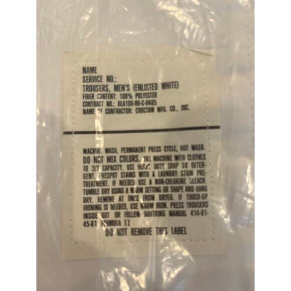 US Navy Enlisted White Pants Trousers Men 28S Service Dress Uniform Classic - Picture 10 of 11